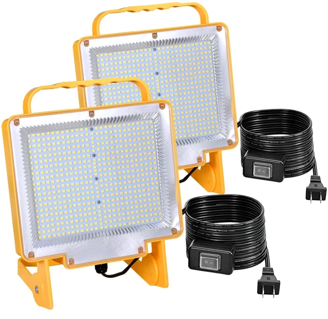 Main image of 2-Pack 100W LED Work Light with No Burn Risk,5000K Daylight 12,000LM 10FT UL Listed 18AWG Power Cord,Adjustable Lighting Direction Portable Shop Light for Garage,Construction, Job Site 110-277V