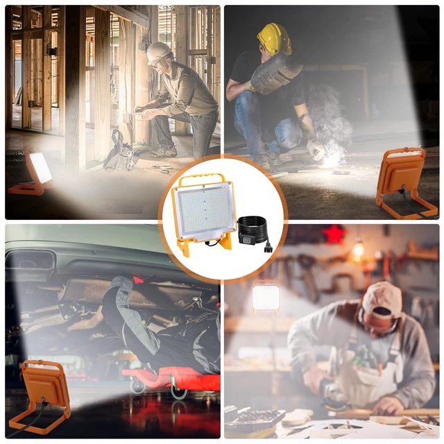 Alt view image 3 of 7 - 2-Pack 100W LED Work Light with No Burn Risk,5000K Daylight 12,000LM 10FT UL Listed 18AWG Power Cord,Adjustable Lighting Direction Portable Shop Light for Garage,Construction, Job Site 110-277V