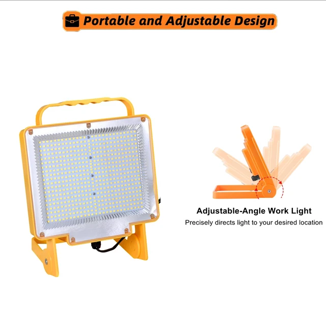 Alt view image 7 of 7 - 2-Pack 100W LED Work Light with No Burn Risk,5000K Daylight 12,000LM 10FT UL Listed 18AWG Power Cord,Adjustable Lighting Direction Portable Shop Light for Garage,Construction, Job Site 110-277V