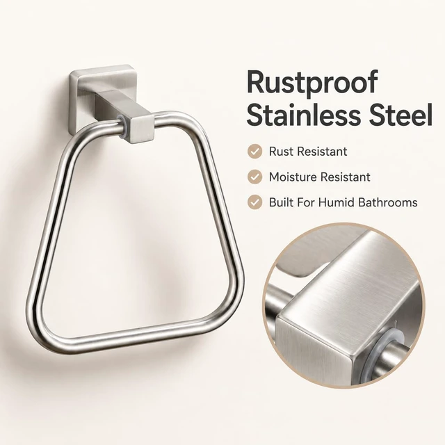 Alt view image 3 of 7 - Brushed Nickel Towel Ring for Bathroom 2 Pack, Kitchen Bath Towel Holder Hangers Wall Mount Heavy Duty Stainless Steel