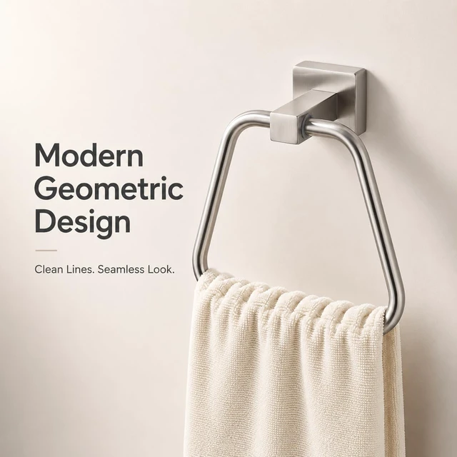 Alt view image 4 of 7 - Brushed Nickel Towel Ring for Bathroom 2 Pack, Kitchen Bath Towel Holder Hangers Wall Mount Heavy Duty Stainless Steel