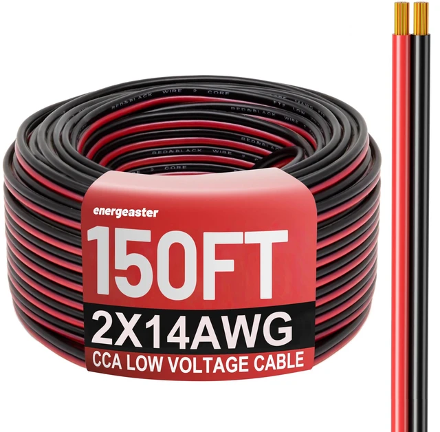 Main image of 14 Gauge Wire 150FT, 14AWG Automotive Wire Electrical Wire 2 Conductors Red Black Cable, Low Voltage Copper Clad Aluminum Extension Cord for Speaker Wire, LED, Automotive 12V/24V DC