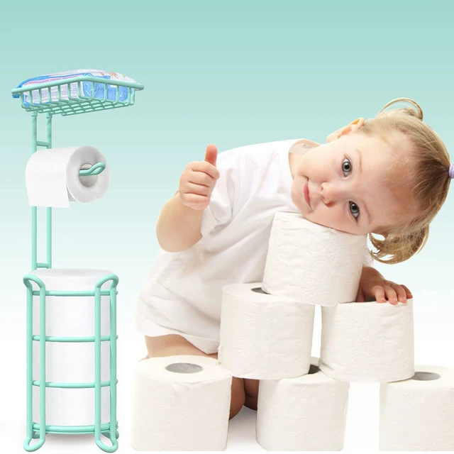 Alt view image 2 of 6 - Toilet Paper Roll Holder Stand Nautical Bathroom Tissue Dispenser with Shelf for Larger Rolls-Mint