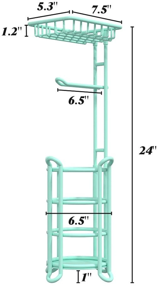 Alt view image 4 of 6 - Toilet Paper Roll Holder Stand Nautical Bathroom Tissue Dispenser with Shelf for Larger Rolls-Mint