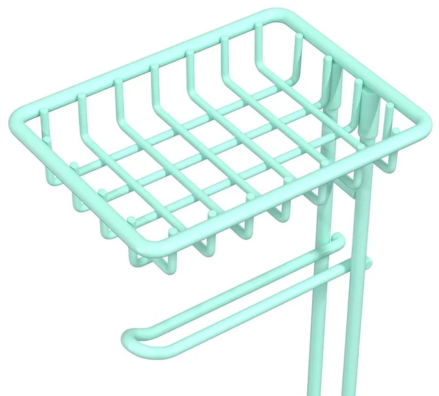 Alt view image 6 of 6 - Toilet Paper Roll Holder Stand Nautical Bathroom Tissue Dispenser with Shelf for Larger Rolls-Mint