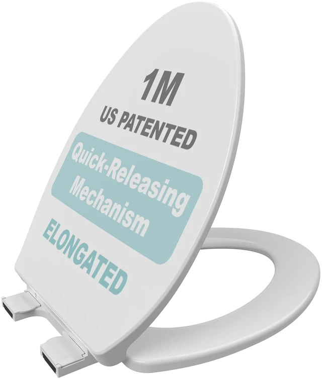 Main image of Family Toilet Seat, Patented Slow Close & Quick Releasing Technology, Anti-Wiggling, Easy to Install and Clean, Standard Elongated with Adult Seat Only (1 Piece)