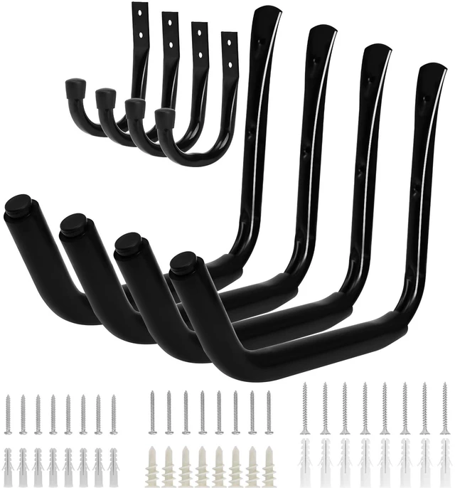 Main image of 15" Heavy Duty Garage Storage Hooks, 8 Pack Wall Mount Kayak Rack Kayak Hook for Hanging Indoor/Outdoor, 100LB Large Wall Hook for Ladder Surfboards, Organization Hangers, Kayak Accessories