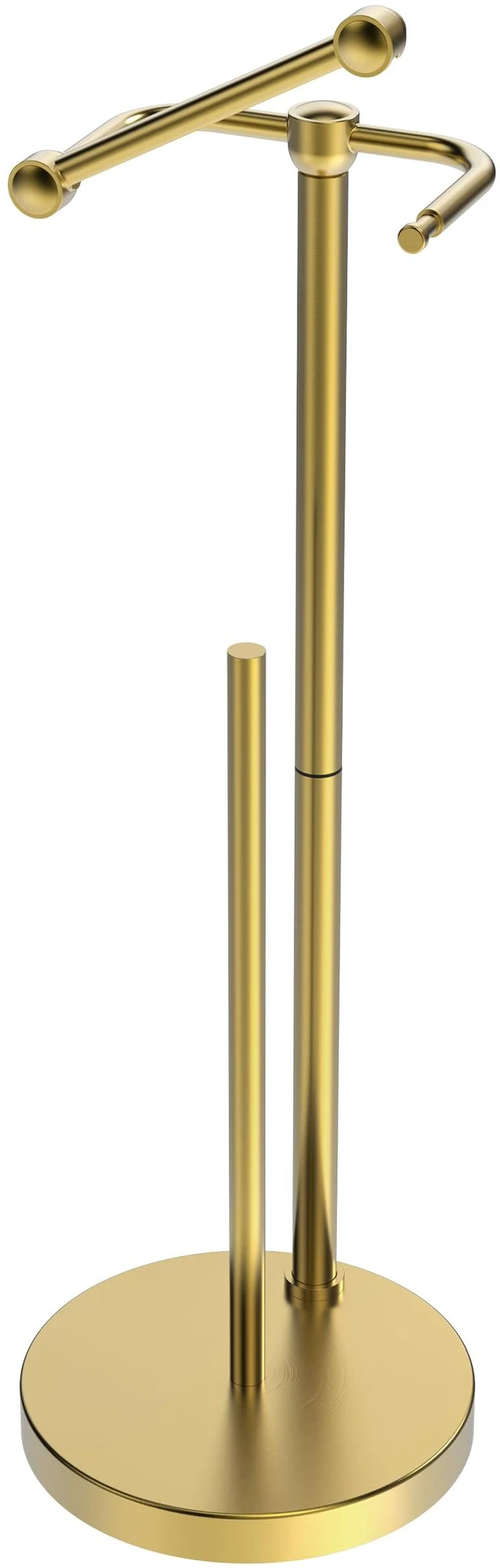 Main image of Toilet Paper Holder Stand, Modern Bathroom Free Standing Toilet Paper Holder with Storage for 4 Rolls, Post Pivoting Toilet Paper Stand Stainless Steel Tissue Rack, Heavy Stable Base(Brushed Gold)