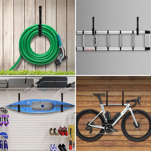 Alt view image 6 of 7 - 15" Heavy Duty Garage Storage Hooks, 8 Pack Wall Mount Kayak Rack Kayak Hook for Hanging Indoor/Outdoor, 100LB Large Wall Hook for Ladder Surfboards, Organization Hangers, Kayak Accessories