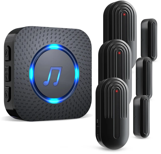 Main image of Door Chime Alarm When Open for Kids Safety, Home and Business 26 chimes, 5 volume levels up to 110 dB, 500 FT wireless range and easy setup for home, business, kids and elderly safety