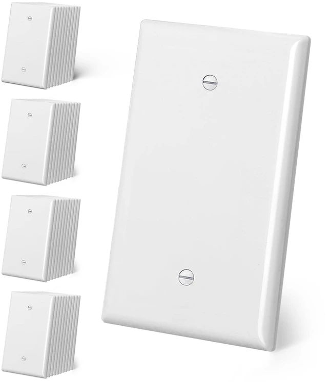 Main image of Oversized Blank Wall Plate Covers, 40 Pack, ETL Listed Jumbo Blank Outlet Covers, 1-Gang No Device Switch Plates, Over-Size 3.5'' X 5.5'', Impact Resistant, Gloss White