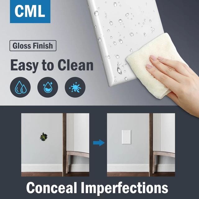 Alt view image 4 of 7 - Oversized Blank Wall Plate Covers, 40 Pack, ETL Listed Jumbo Blank Outlet Covers, 1-Gang No Device Switch Plates, Over-Size 3.5'' X 5.5'', Impact Resistant, Gloss White