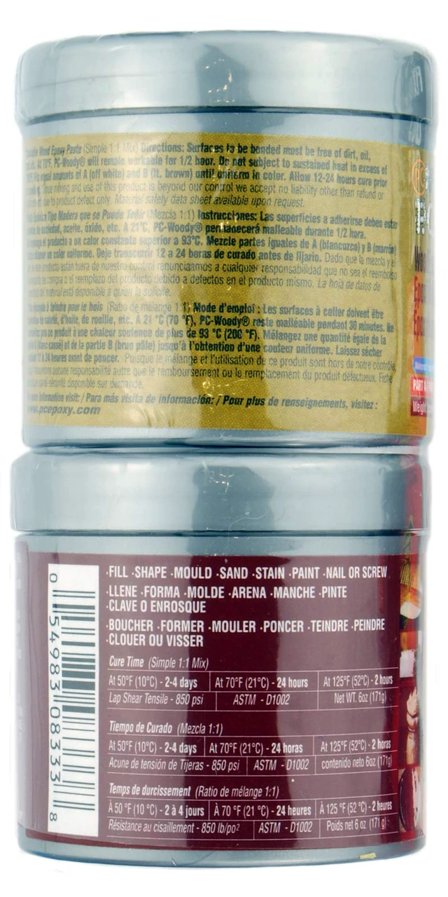 Alt view image 2 of 4 - Woody Wood Repair Epoxy Paste, Two-Part 6 oz in Two Cans, Tan 083338