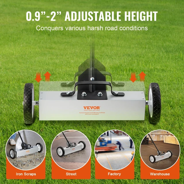 Alt view image 3 of 7 - 45Lbs Rolling Magnetic Sweeper with Wheels, 18-inch Large Magnet Pickup Lawn Sweeper, Push-Type Magnetic Pick Up Sweeper, Magnet with Telescoping Handle, Easy Cleanup of Workshop Yard Garage