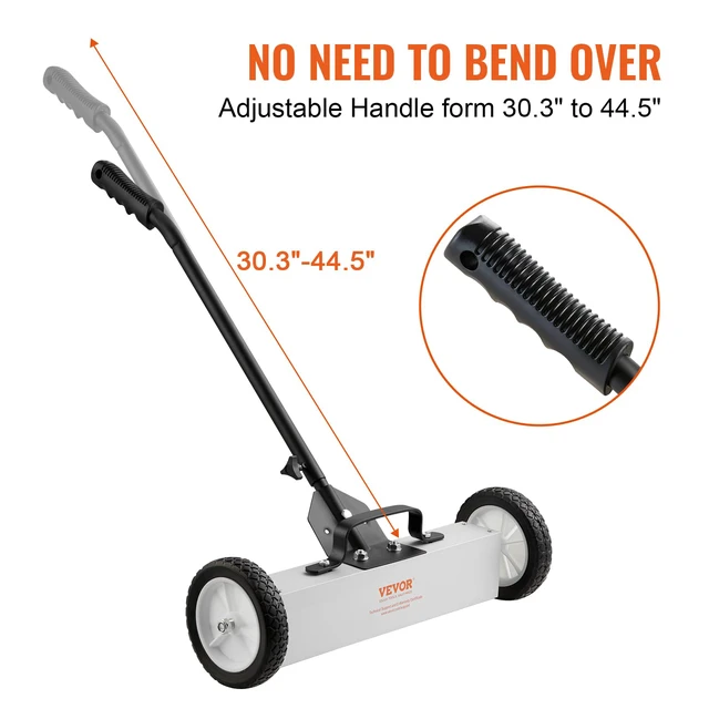 Alt view image 4 of 7 - 45Lbs Rolling Magnetic Sweeper with Wheels, 18-inch Large Magnet Pickup Lawn Sweeper, Push-Type Magnetic Pick Up Sweeper, Magnet with Telescoping Handle, Easy Cleanup of Workshop Yard Garage