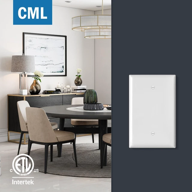 Alt view image 6 of 7 - Oversized Blank Wall Plate, 20 Pack Jumbo Blank Outlet Covers, 1-Gang No Device Switch Plates, Over-Size 3.5 x 5.5, Impact Resistant, Gloss White, ETL Listed