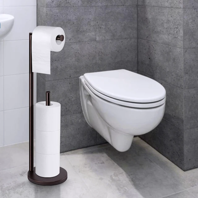 Alt view image 7 of 7 - Toilet Paper Holder Stand, Bronze Toilet Paper Holder Free Standing Toilet Paper Holder for 4 Rolls, Bathroom Organizers and Storage with Anti-Slip Base and Rustproof