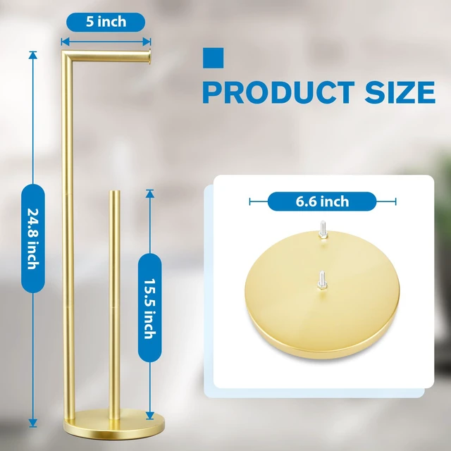 Alt view image 2 of 6 - Toilet Paper Holder Stand, Gold Toilet Paper Holder Free Standing Toilet Paper Holder for 4 Rolls, Bathroom Organizers and Storage with Anti-Slip Base and Rustproof