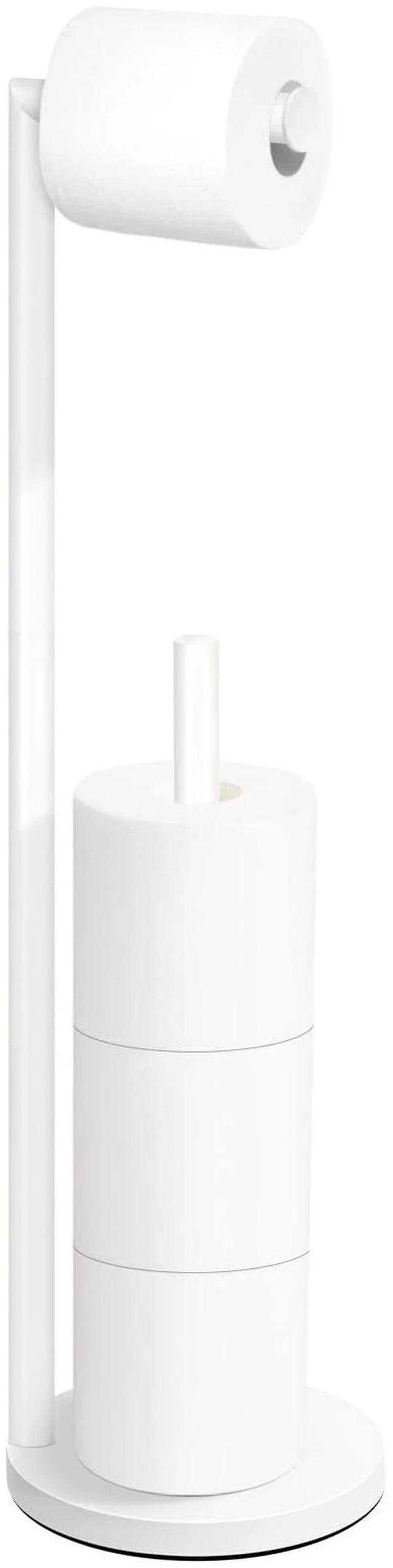 Main image of Toilet Paper Holder Stand, White Toilet Paper Holder Free Standing Toilet Paper Holder for 4 Rolls, Bathroom Organizers and Storage with Anti-Slip Base and Rustproof