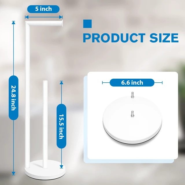 Alt view image 2 of 6 - Toilet Paper Holder Stand, White Toilet Paper Holder Free Standing Toilet Paper Holder for 4 Rolls, Bathroom Organizers and Storage with Anti-Slip Base and Rustproof