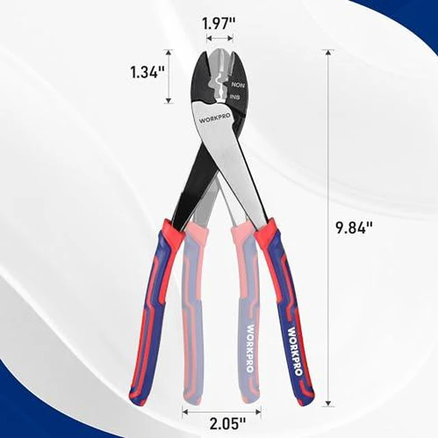 Alt view image 2 of 7 - 9.5" Wire Cutter/Crimper, Wire Crimping/Cutting Tool for 10-22 AWG Terminals and Connectors, Designed for Insulated and Non-Insulated Connections (Pack of 2)