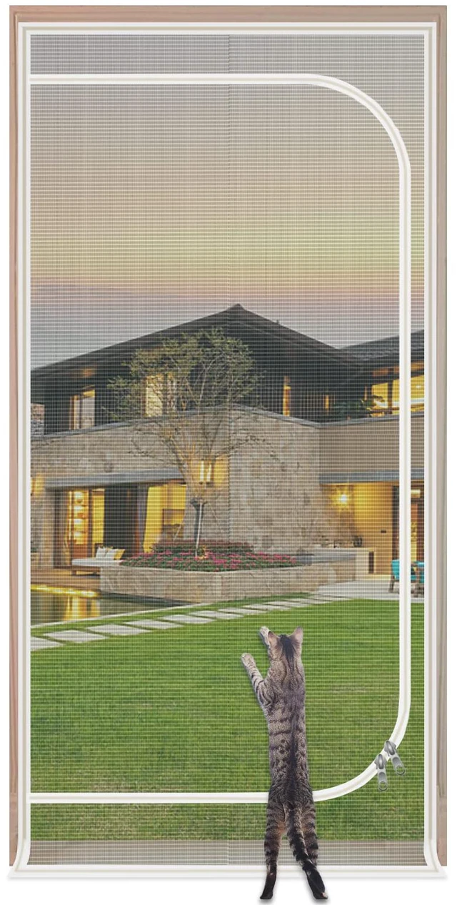 Main image of Upgraded Pet Screen Door,Fits Door Opening Size 30''x 80'',Thickened Cat Resistant Mesh Screen Door for Living Room,Kitchen,Bedroom,Cat Proof Screen with Zipper Closure