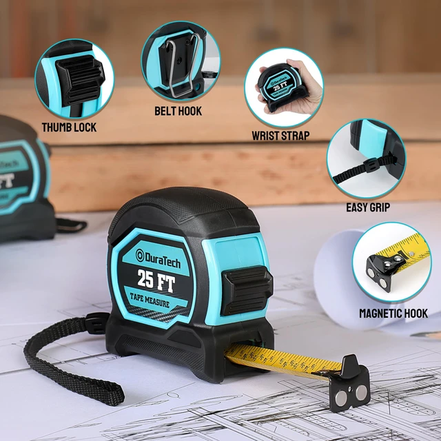 Alt view image 2 of 7 - 25FT Magnetic Double-Sided Tape Measure, Easy Read Measuring Tape 2 Pack Retractable Measurement Tape with Fractions 1/8, Magnetic Hook and Shock Absorbent Case for Construction, Carpenter