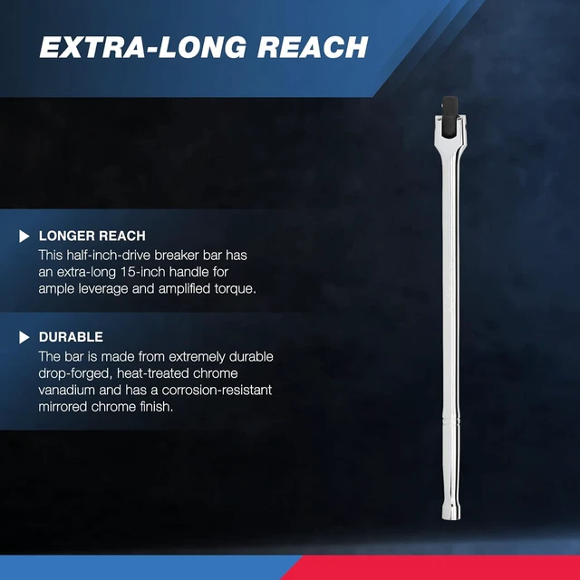 Alt view image 2 of 5 - 00211A 1/2-Inch-Drive Extension Breaker Bar, 18 Inches Long, Made with CrV Steel