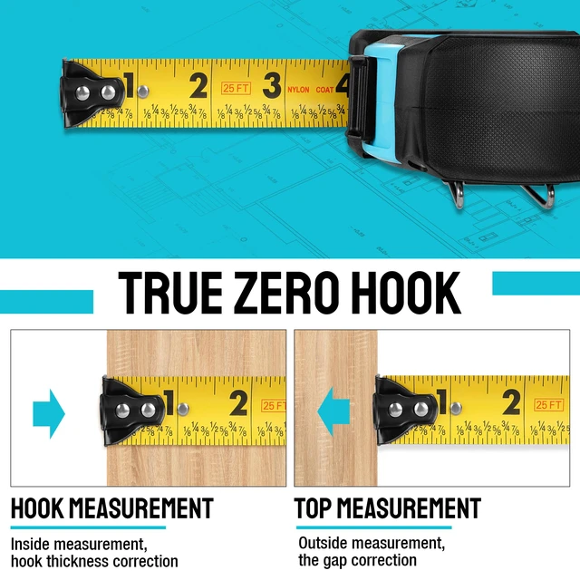 Alt view image 6 of 7 - 25FT Magnetic Double-Sided Tape Measure, Easy Read Measuring Tape 2 Pack Retractable Measurement Tape with Fractions 1/8, Magnetic Hook and Shock Absorbent Case for Construction, Carpenter