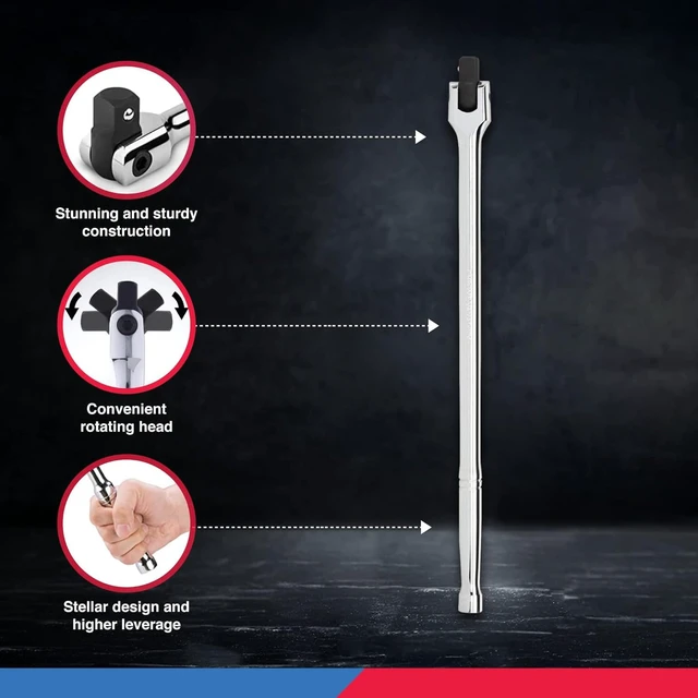 Alt view image 4 of 5 - 00211A 1/2-Inch-Drive Extension Breaker Bar, 18 Inches Long, Made with CrV Steel