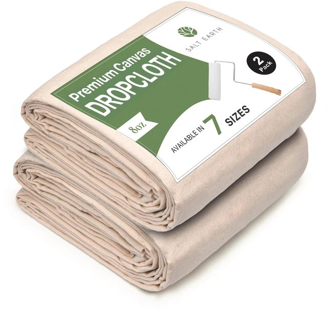 Main image of 2Pk Recycled Cotton All Purpose Canvas Tarp Cover Painter Drop Cloth-4x5ft Reusable Paint Drop Cloth, 100% Recycled Cotton Canvas Tarp Cover for Furniture,Floor Protection, DIY & All Purpose Dropcloth