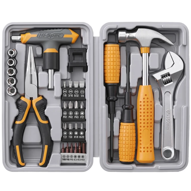 Main image of Magnetic T-Handle Ratchet Wrench and Screwdriver Set with Toolbox 30pc, socket and wrench coverage, roadside fixes, organized box, garage maintenance help, bike and vehicle tasks, quick setup