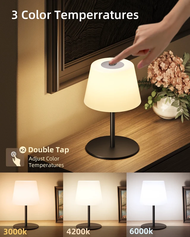 Alt view image 5 of 7 - Spa-Like Shower Lamp IP65 Waterproof Bathroom Lamp, Rechargeable Cordless Mood Light, 3 Color Temps for Relaxing Bathroom & Bathtub Experience 1 Pack (Black)