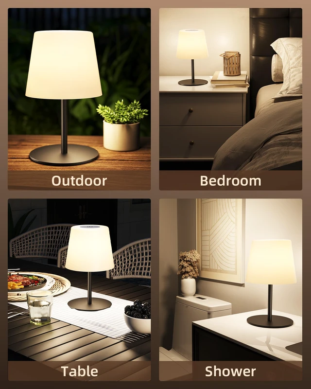 Alt view image 7 of 7 - Spa-Like Shower Lamp IP65 Waterproof Bathroom Lamp, Rechargeable Cordless Mood Light, 3 Color Temps for Relaxing Bathroom & Bathtub Experience 1 Pack (Black)