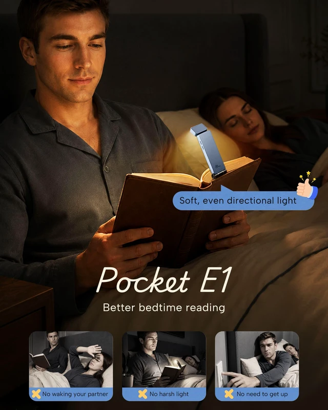 Alt view image 2 of 7 - Book Light, Rechargeable Clip-On LED Reading Light for Bed & Night Use - 3 Color Temperatures with Stepless Dimming, Ultralight Bookmark Design for Kids, Book Lovers, Blue