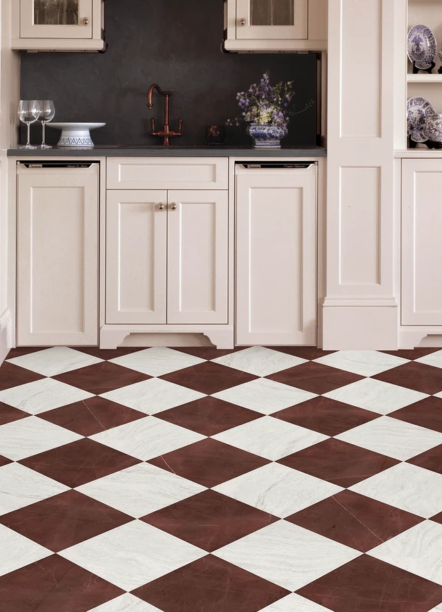 Alt view image 3 of 7 - x Chris Loves Julia Bonneville Oxblood Peel and Stick Floor Tiles, FP6333
