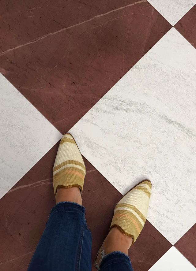 Alt view image 5 of 7 - x Chris Loves Julia Bonneville Oxblood Peel and Stick Floor Tiles, FP6333