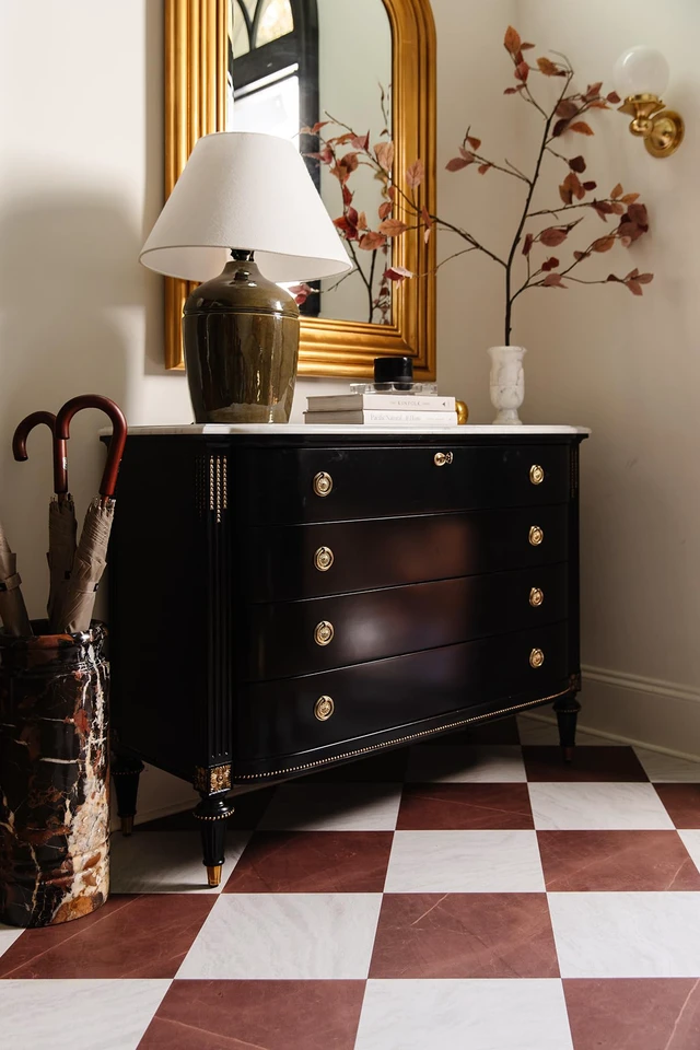 Alt view image 6 of 7 - x Chris Loves Julia Bonneville Oxblood Peel and Stick Floor Tiles, FP6333