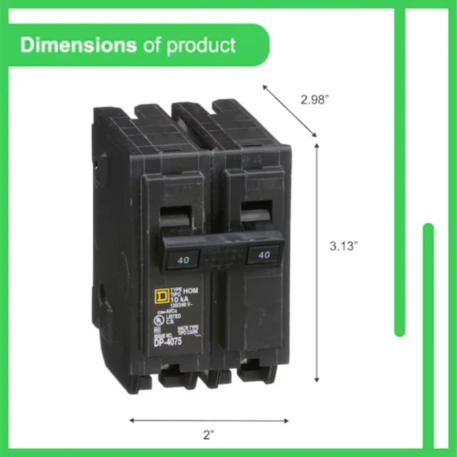 Alt view image 6 of 7 - Genuine Square D HOM240 40 Amp Double Pole Circuit Breaker Kit UL Listed, Plug-On Replacement for Homeline Load Center Panel Box, 40A, 120/240V, 10kAIC, 40Amp, 2 Pole HOM Series, 1 Pack