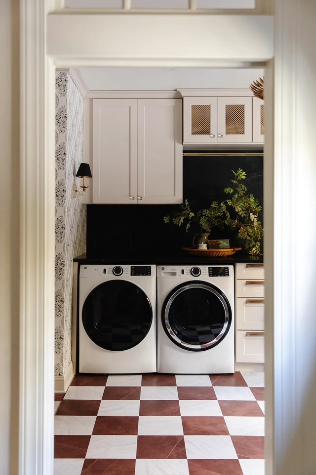 Alt view image 7 of 7 - x Chris Loves Julia Bonneville Oxblood Peel and Stick Floor Tiles, FP6333