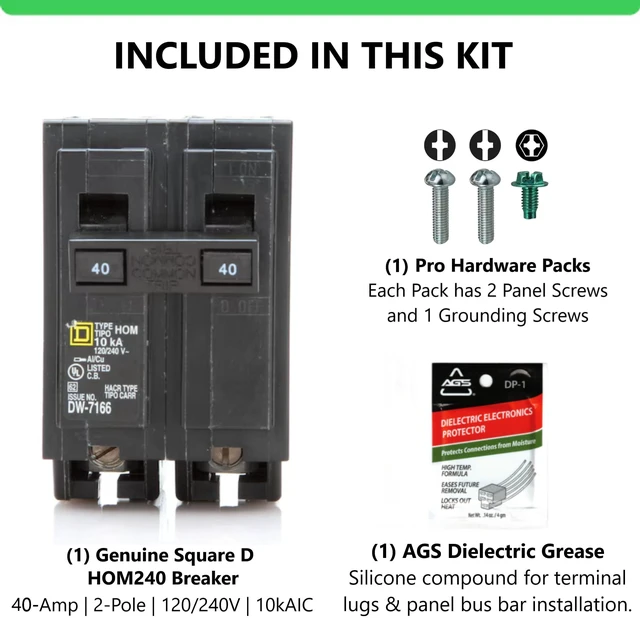 Alt view image 5 of 7 - Genuine Square D HOM240 40 Amp Double Pole Circuit Breaker Kit UL Listed, Plug-On Replacement for Homeline Load Center Panel Box, 40A, 120/240V, 10kAIC, 40Amp, 2 Pole HOM Series, 1 Pack
