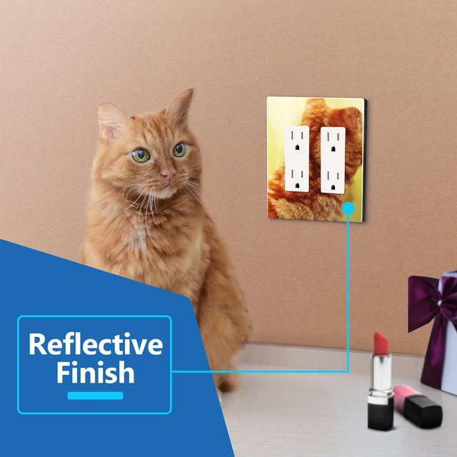 Alt view image 3 of 7 - Double Decorator Wall Plate, Mid-Size 2-Gang, Mirror Glass Gold Screwless Light Switch/Outlet Cover, Impact Resistant, Reflective, Plexiglass, Tough And Heat Resistant, Easy Installation