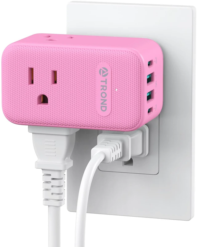 Main image of Outlet Extender with USB C, 3 AC Outlet Splitter with 360 Rotation Multiple Wall Plug with 2 PD 20W USB C Ports, Cute Pink Plug Extension for Home Decoration, Travel Cruise Essentials