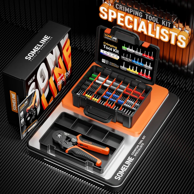 Alt view image 6 of 7 - Ferrule Crimping Tool Kit, AWG 24-8 with 23 Sizes Wire Ferrules Insulated Ferrule Terminals (Tinned Copper, 8-20mm), Ratchet Square Crimper, for Cable, Car, PLC Panels & Electrical Wiring