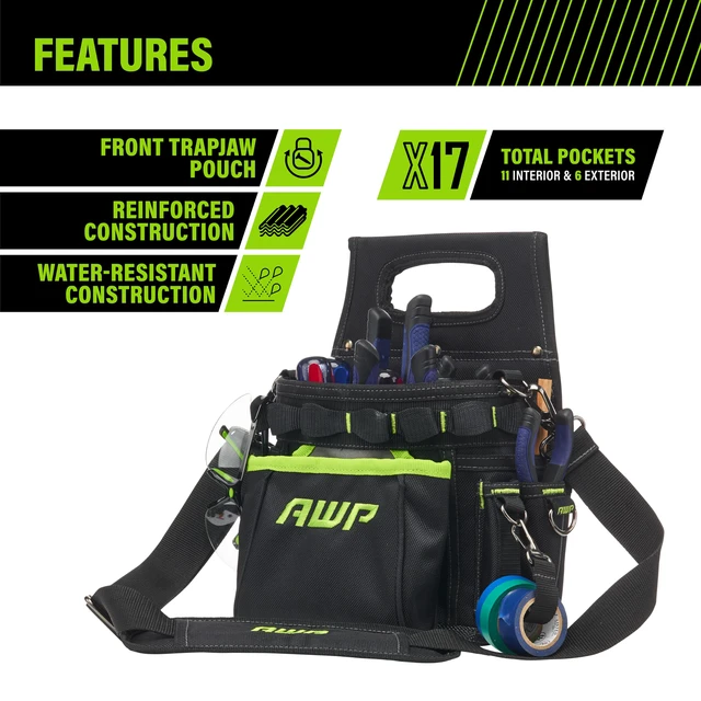 Alt view image 3 of 7 - Tool Pouch, Electrician Tool Pouch, Premium, Professional Multi-Pocket Organizer