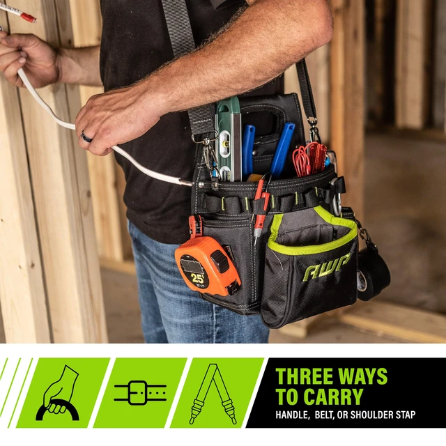 Alt view image 5 of 7 - Tool Pouch, Electrician Tool Pouch, Premium, Professional Multi-Pocket Organizer