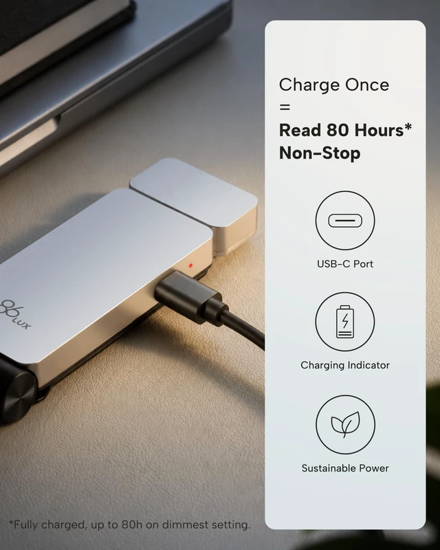 Alt view image 5 of 7 - Book Light, Rechargeable Clip-On LED Reading Light for Bed 3 Color Temperatures with Stepless Dimming, Ultralight Bookmark Design for Book Lovers, Silver
