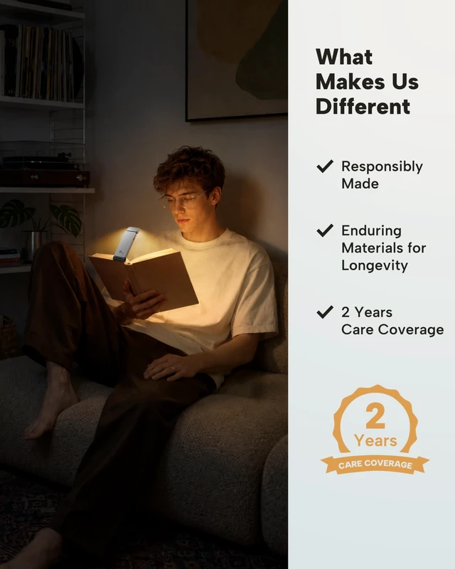 Alt view image 7 of 7 - Book Light, Rechargeable Clip-On LED Reading Light for Bed 3 Color Temperatures with Stepless Dimming, Ultralight Bookmark Design for Book Lovers, Silver