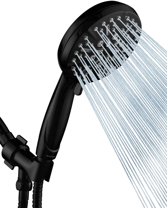 Main image of Matt Black Shower Head with Handheld Spray High Pressure-Multifunction Strong Flow Rain Massage Showerhead with Extra long Hose and Adjustable Overhead Holder La Mejor Regaderas Modernas Para Ducha
