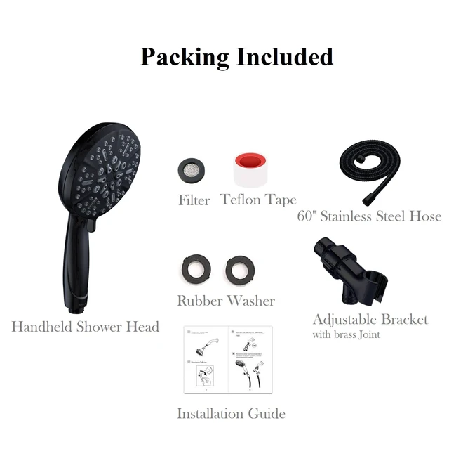 Alt view image 6 of 7 - Matt Black Shower Head with Handheld Spray High Pressure-Multifunction Strong Flow Rain Massage Showerhead with Extra long Hose and Adjustable Overhead Holder La Mejor Regaderas Modernas Para Ducha